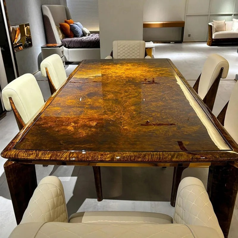 Modern 6-Seater Wooden Dining Table & Chair Set