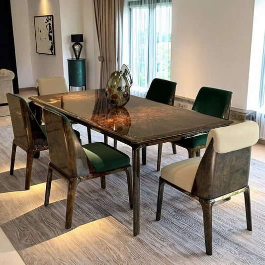 Modern 6-Seater Wooden Dining Table & Chair Set
