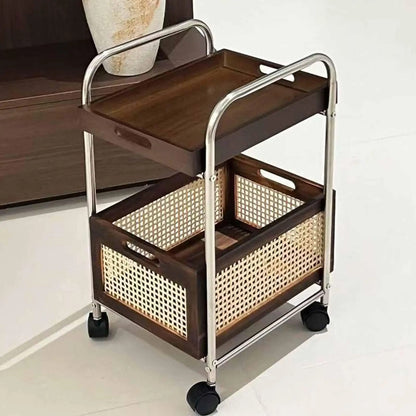 Double-Layer Rolling Kitchen Storage Cart