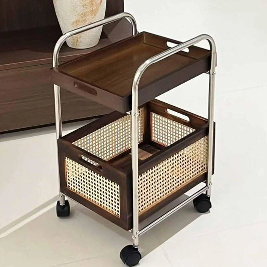 Double-Layer Rolling Kitchen Storage Cart
