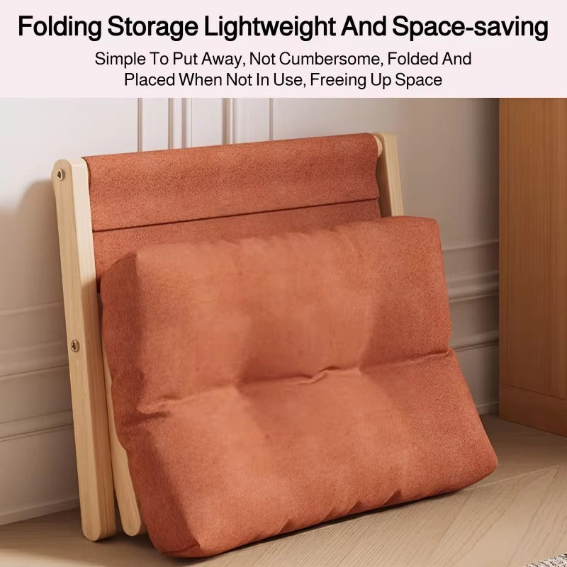 Solid Wood Shoe Changing Stool with Cushioned Seat – Folding Entryway Footstool