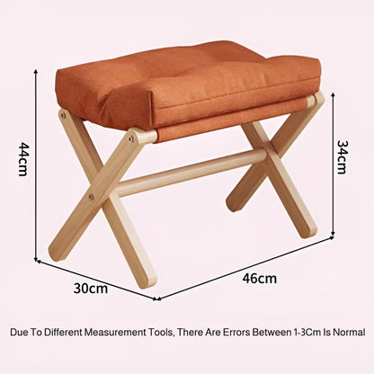 Solid Wood Shoe Changing Stool with Cushioned Seat – Folding Entryway Footstool