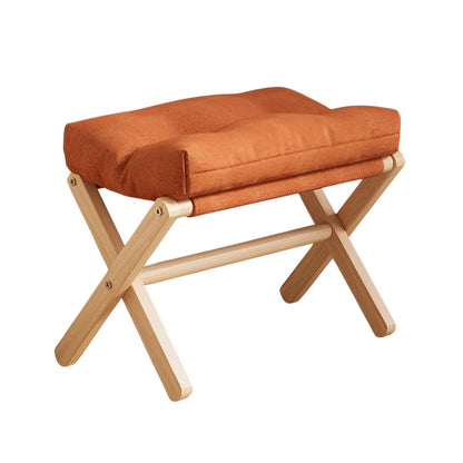 Solid Wood Shoe Changing Stool with Cushioned Seat – Folding Entryway Footstool
