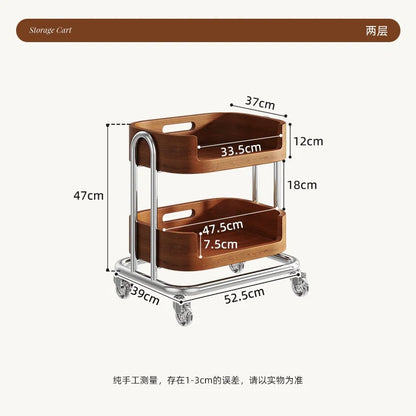 Solid Wood Mobile Coffee & Kitchen Side Table