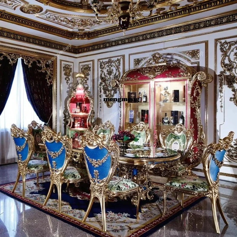 French Royal Baroque Solid Wood Dining Set