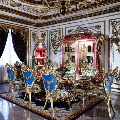 French Royal Baroque Solid Wood Dining Set