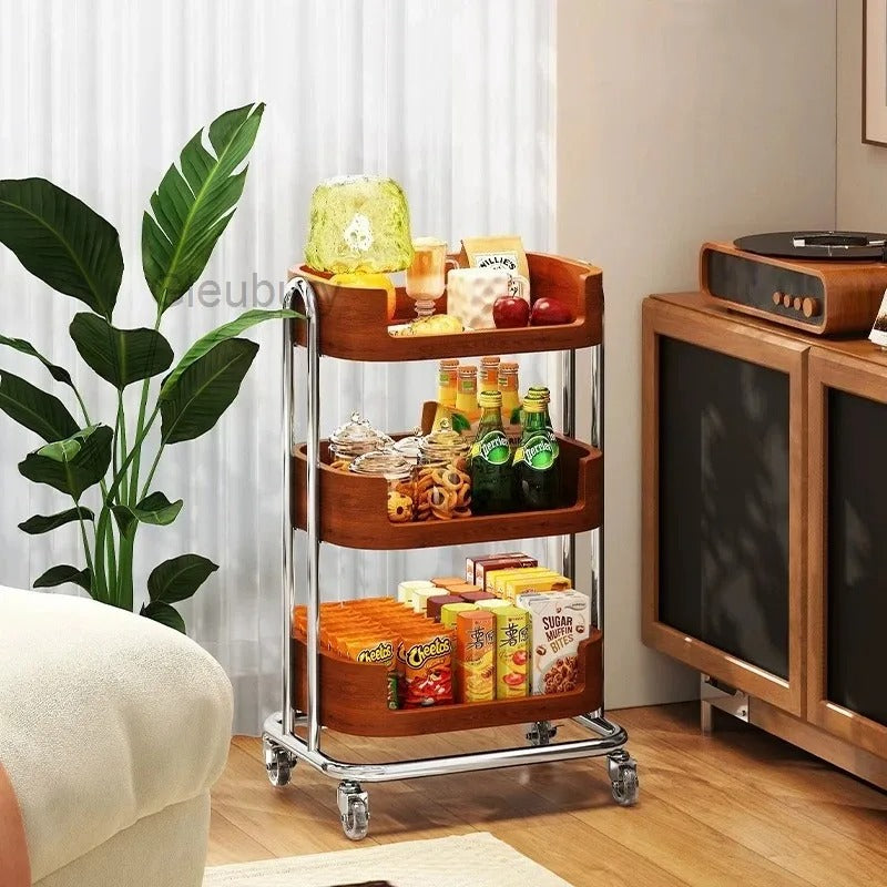 Solid Wood Mobile Coffee & Kitchen Side Table