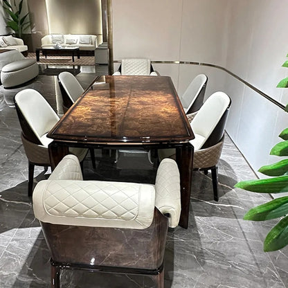 Modern 6-Seater Wooden Dining Table & Chair Set