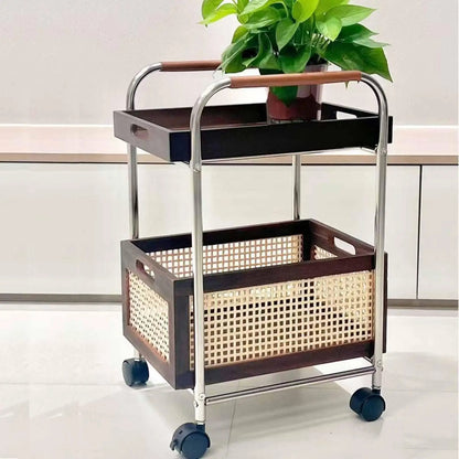 Double-Layer Rolling Kitchen Storage Cart