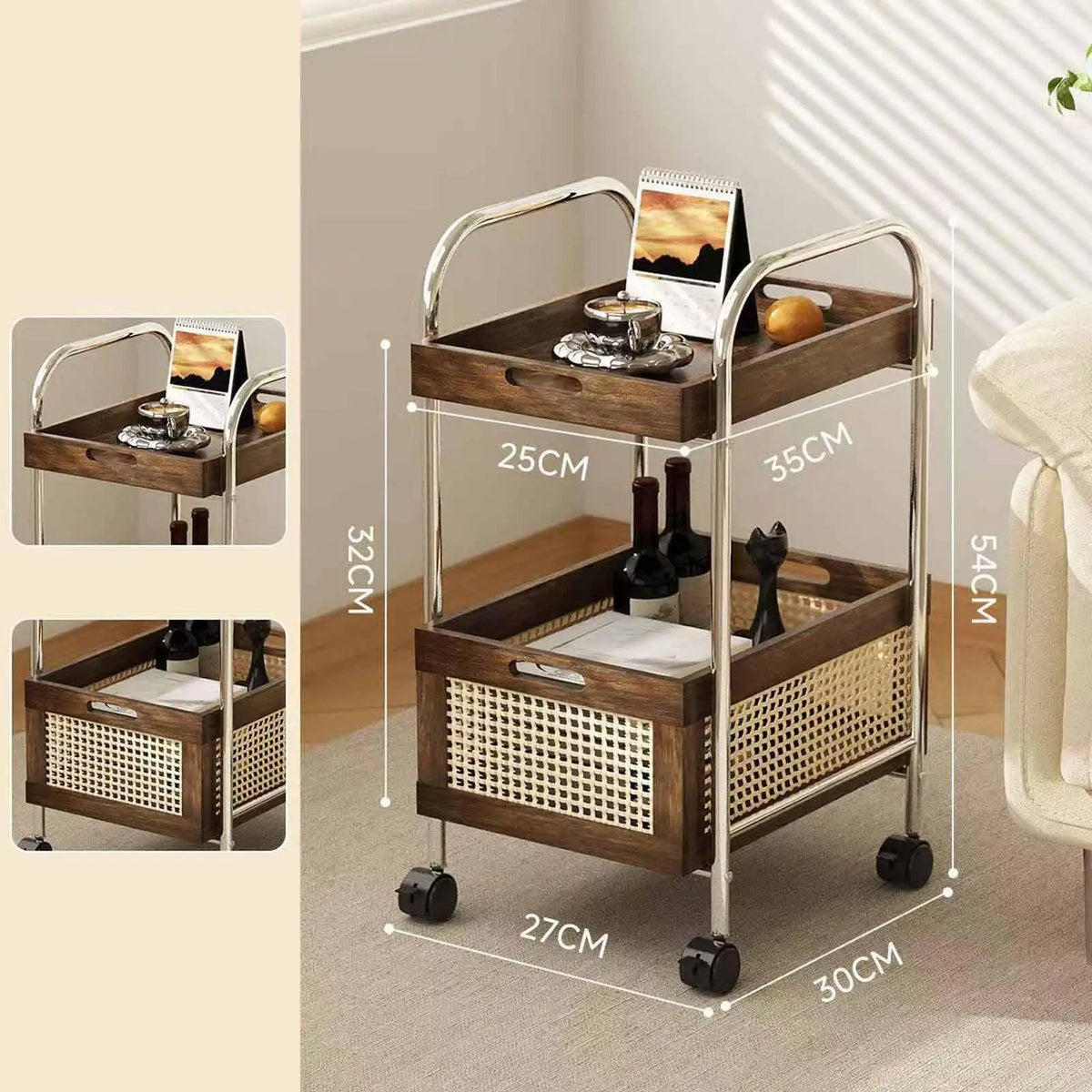 Double-Layer Rolling Kitchen Storage Cart