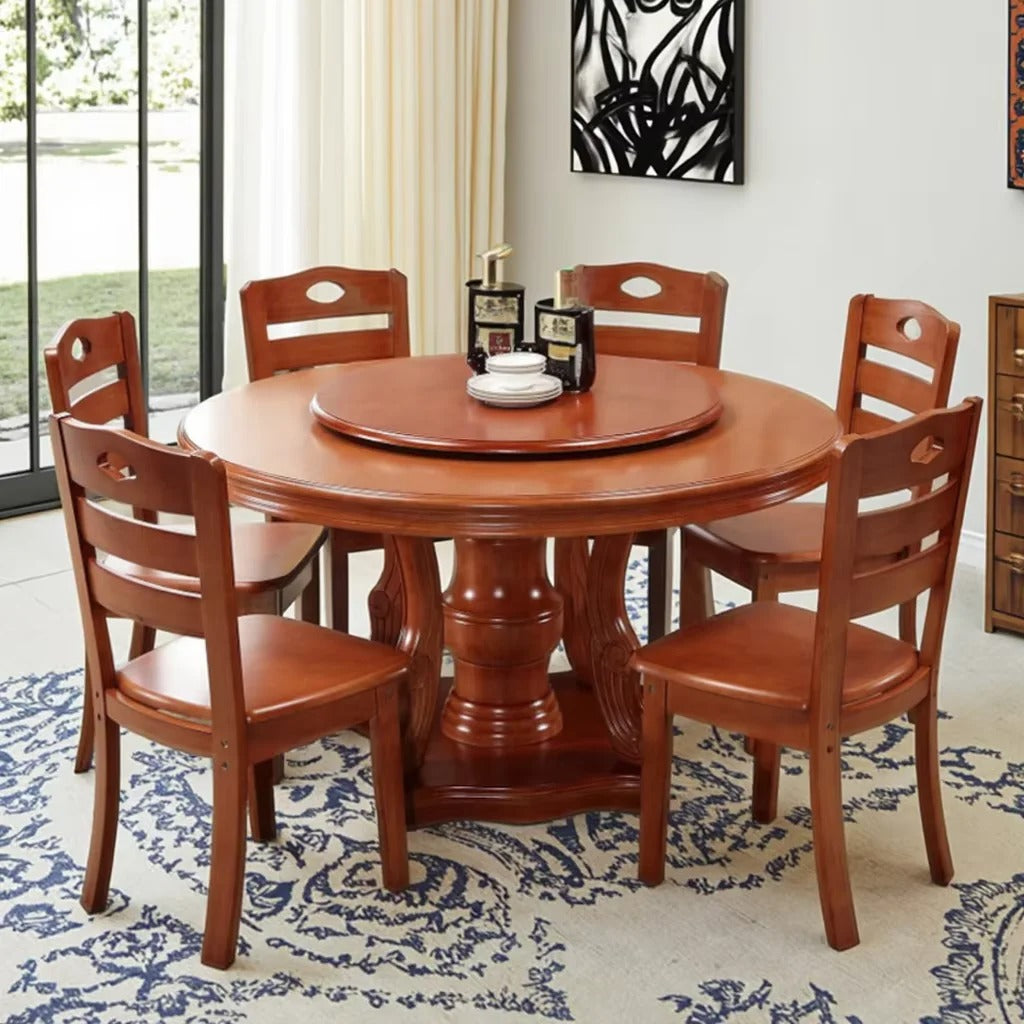Modern 6-Seater Wooden Dining Table & Chair Set