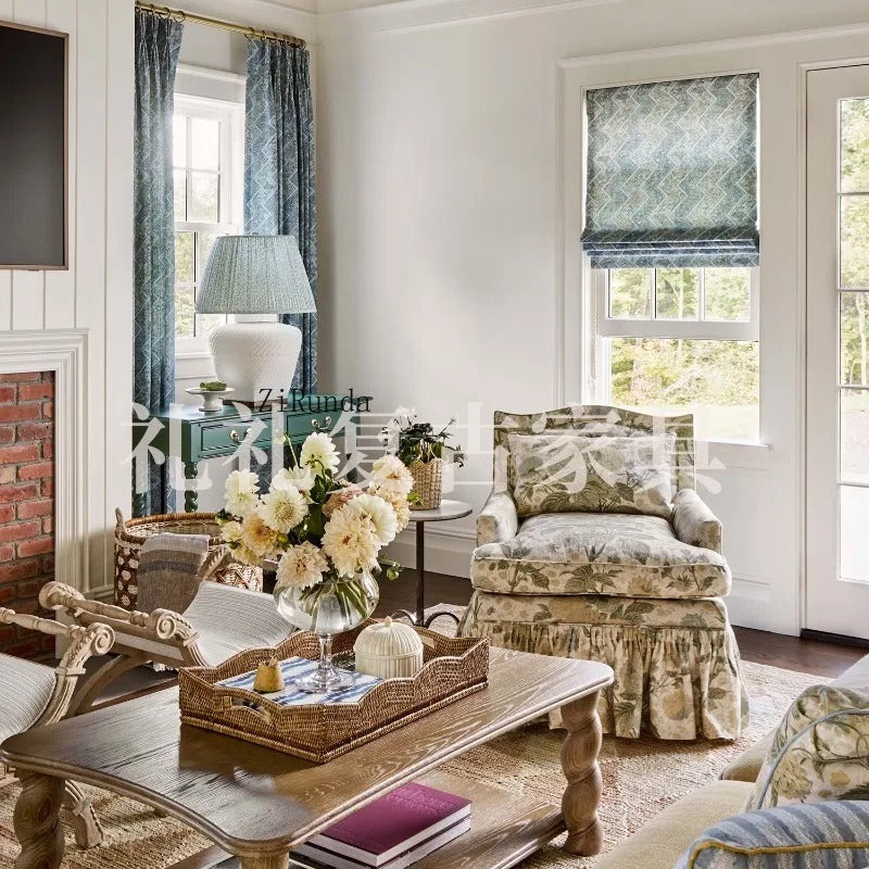 French Country Solid Wood Accent Sofa Chair