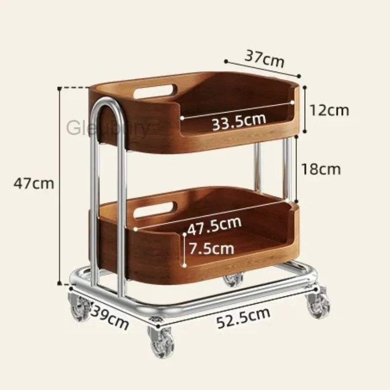 Solid Wood Mobile Coffee & Kitchen Side Table