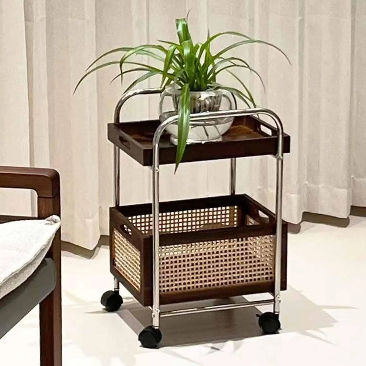 Double-Layer Rolling Kitchen Storage Cart