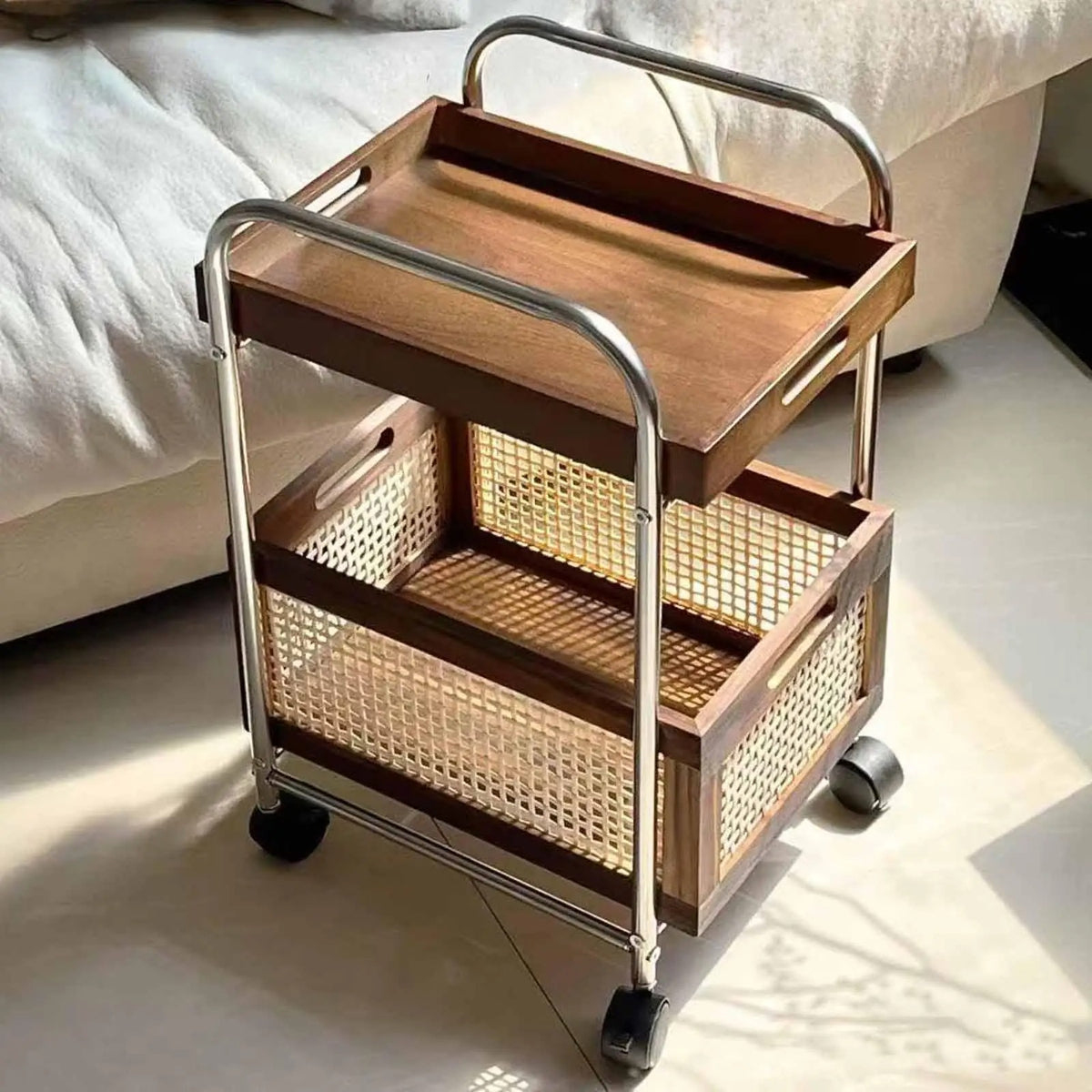 Double-Layer Rolling Kitchen Storage Cart
