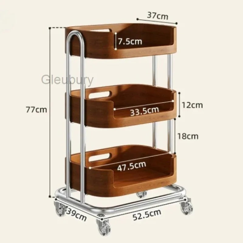 Solid Wood Mobile Coffee & Kitchen Side Table