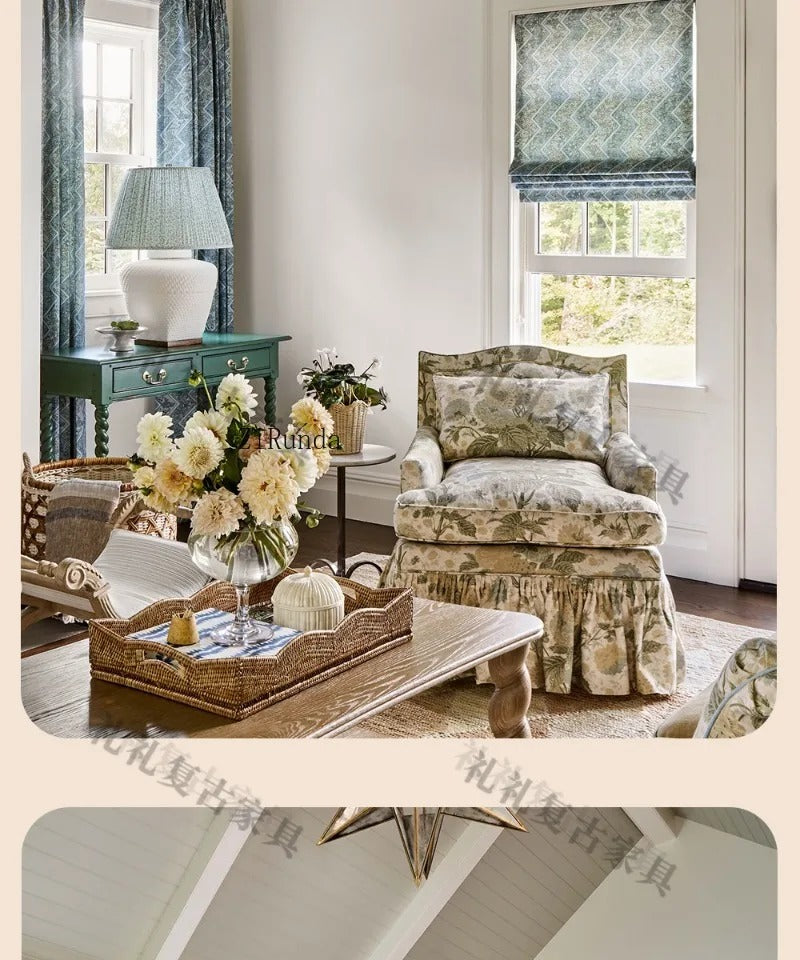 French Country Solid Wood Accent Sofa Chair
