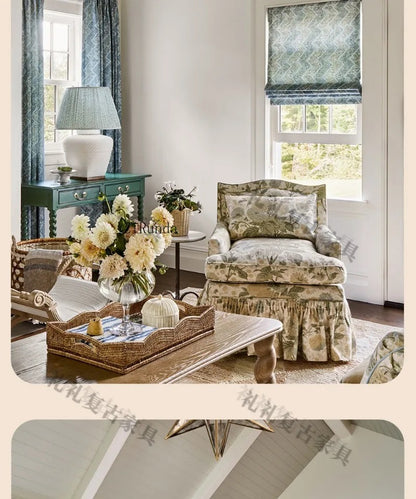 French Country Solid Wood Accent Sofa Chair