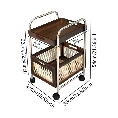 Double-Layer Rolling Kitchen Storage Cart