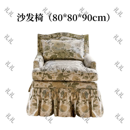 French Country Solid Wood Accent Sofa Chair