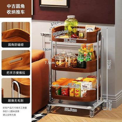 Solid Wood Mobile Coffee & Kitchen Side Table